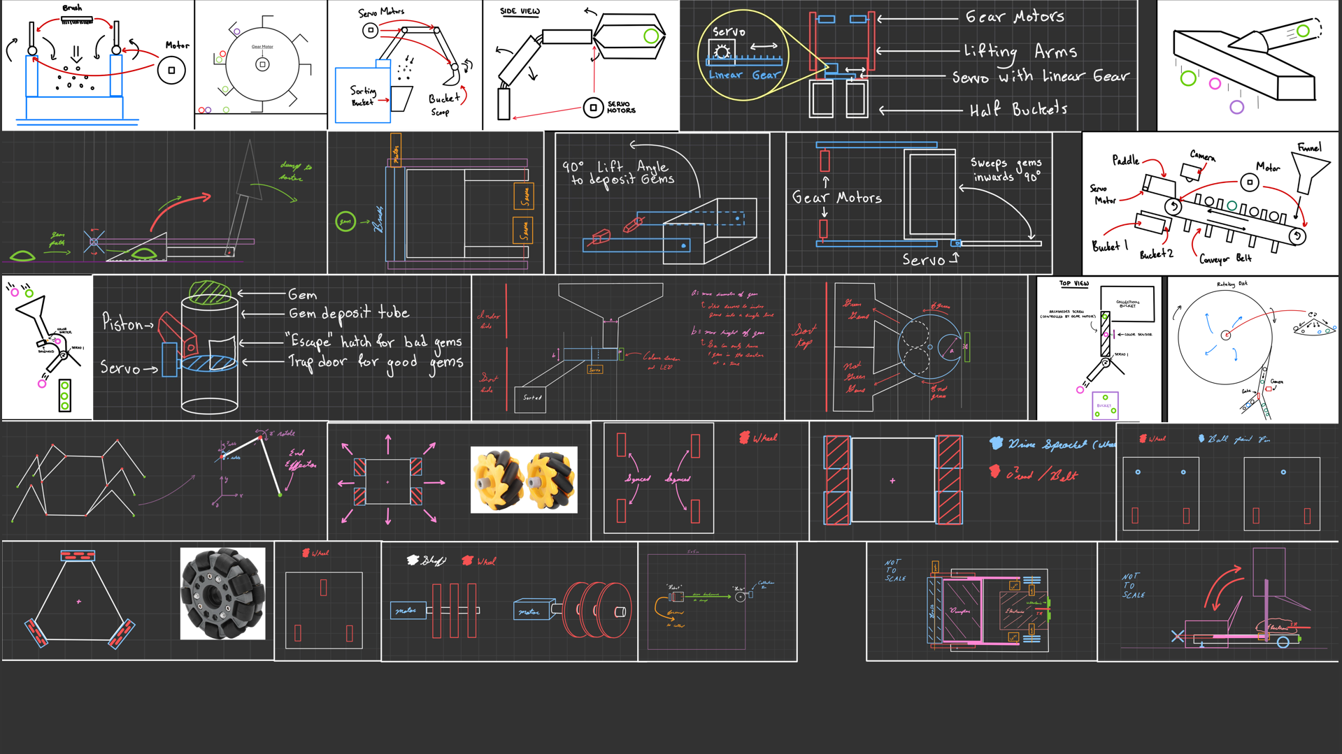 collage of all sketches made during project