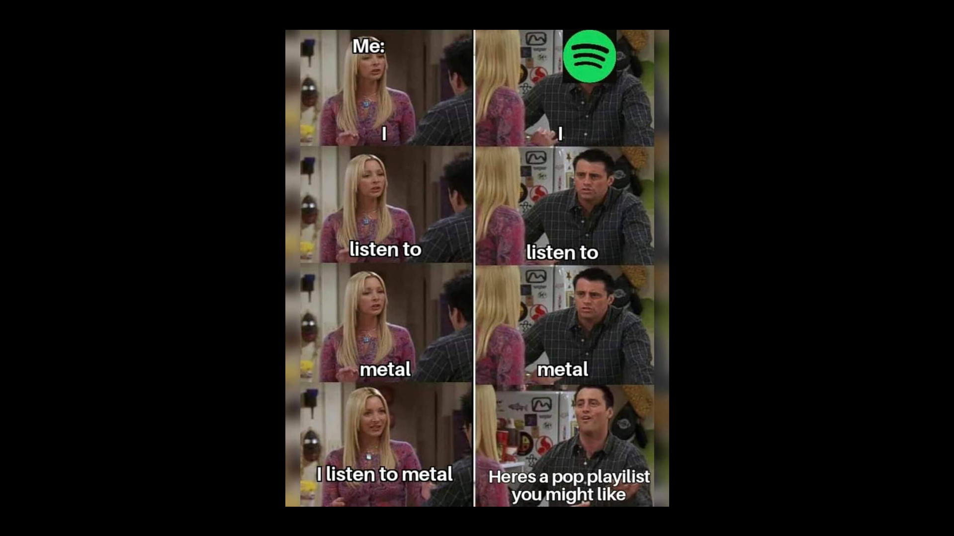 a meme describing spotify's recommendation system